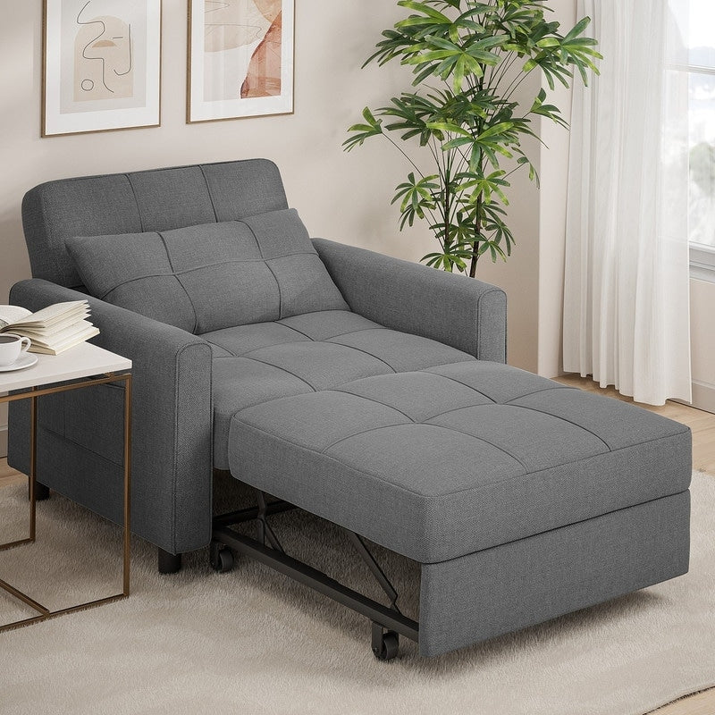 3-in-1 Adjustable Sleeper Sofa Bed, Pull Out Chair Sofa, Convertible Folding Bed for Living Room(30.7'' x 68.31''/Dark Grey)