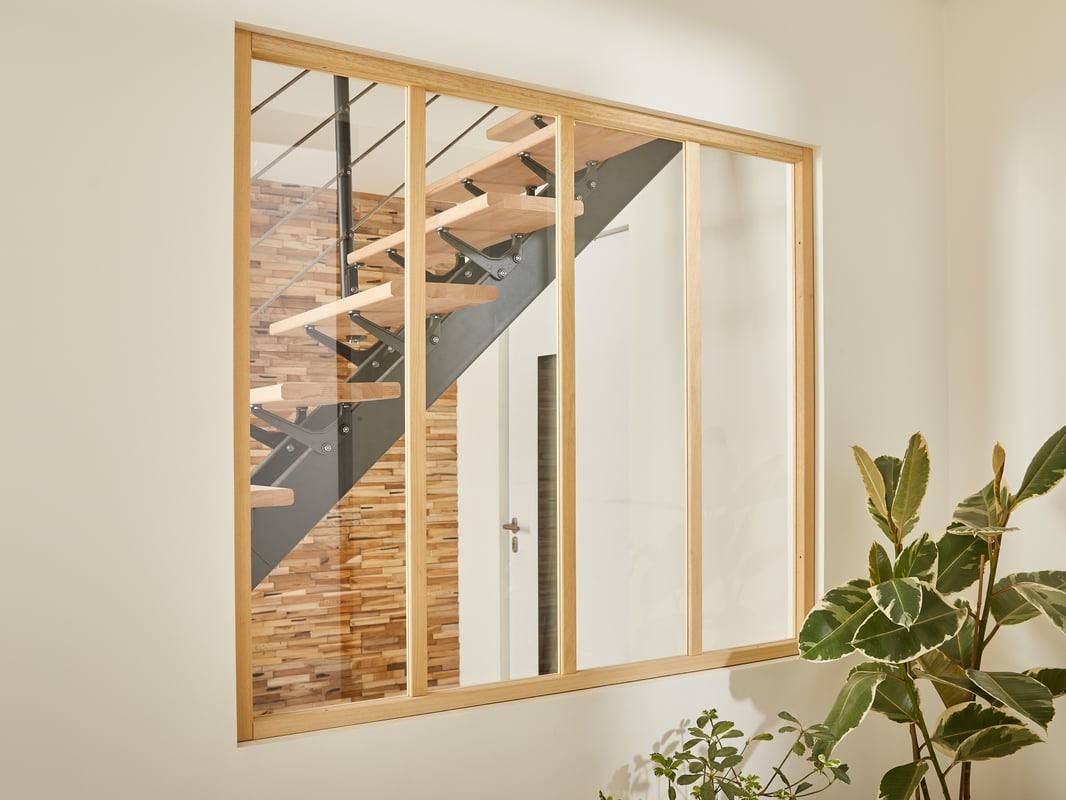 Verrière Atelier fixe 4 carreaux en bois brut(Bois Clair)