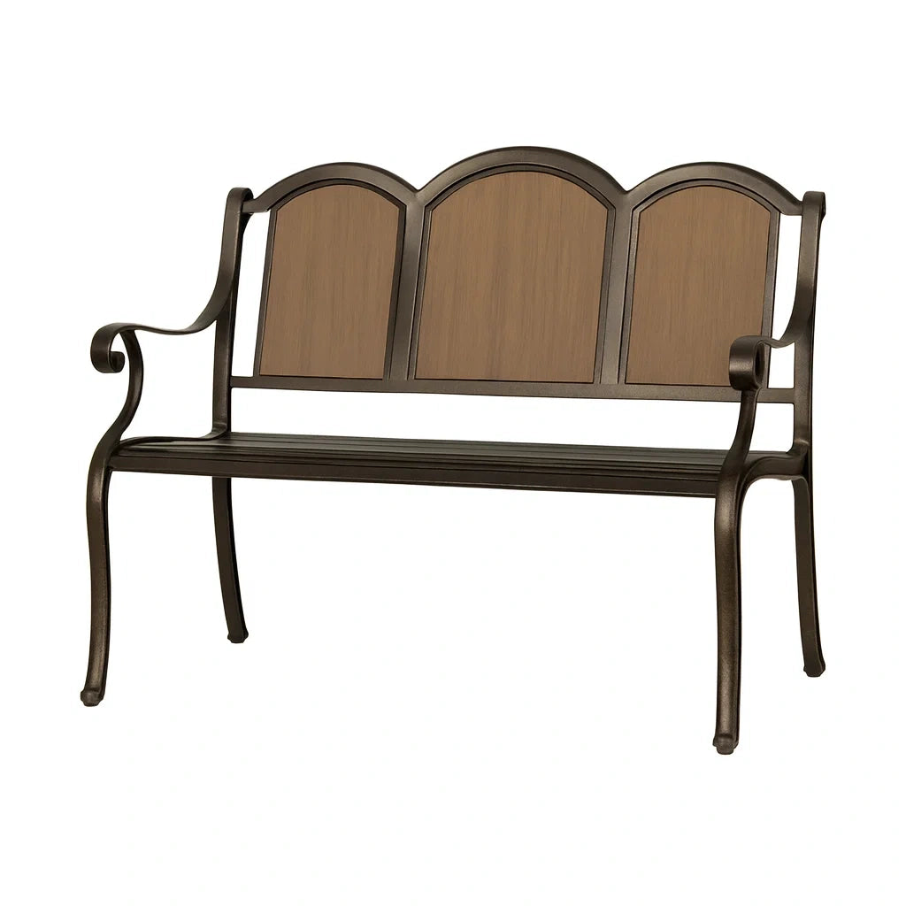 Banc de jardin en métal et polywood marron 120 x 58 x 90 cm(Marron)