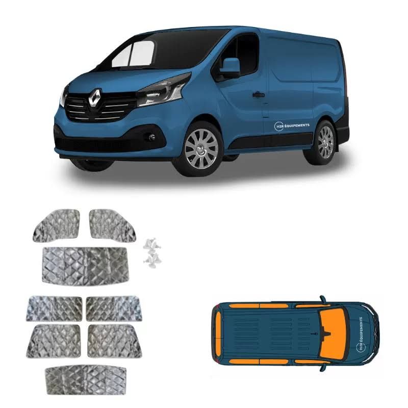 Nrf kit intégral rideaux isolants | trafic 3 toutes les vitres (l2h1 avec hayon)(Bleu/Argent)