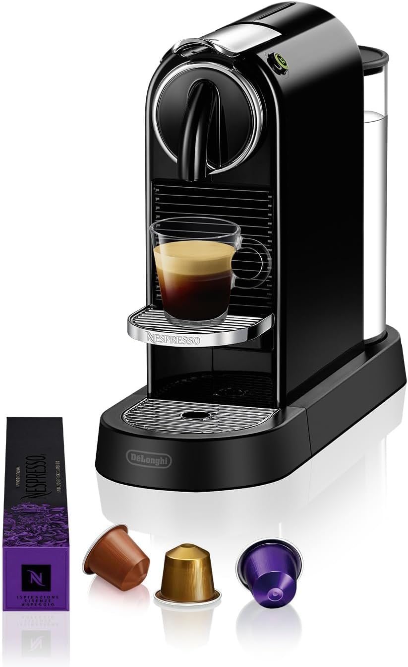 De'Longhi Nespresso CitiZ EN167.B, Machine à Café en Capsules, Machine à Café pour une Tasse, Design Compact, Pression 19 Bar, 2 Tailles de Tasses, Ensemble de Bienvenue Inclus, Noir(Noir)