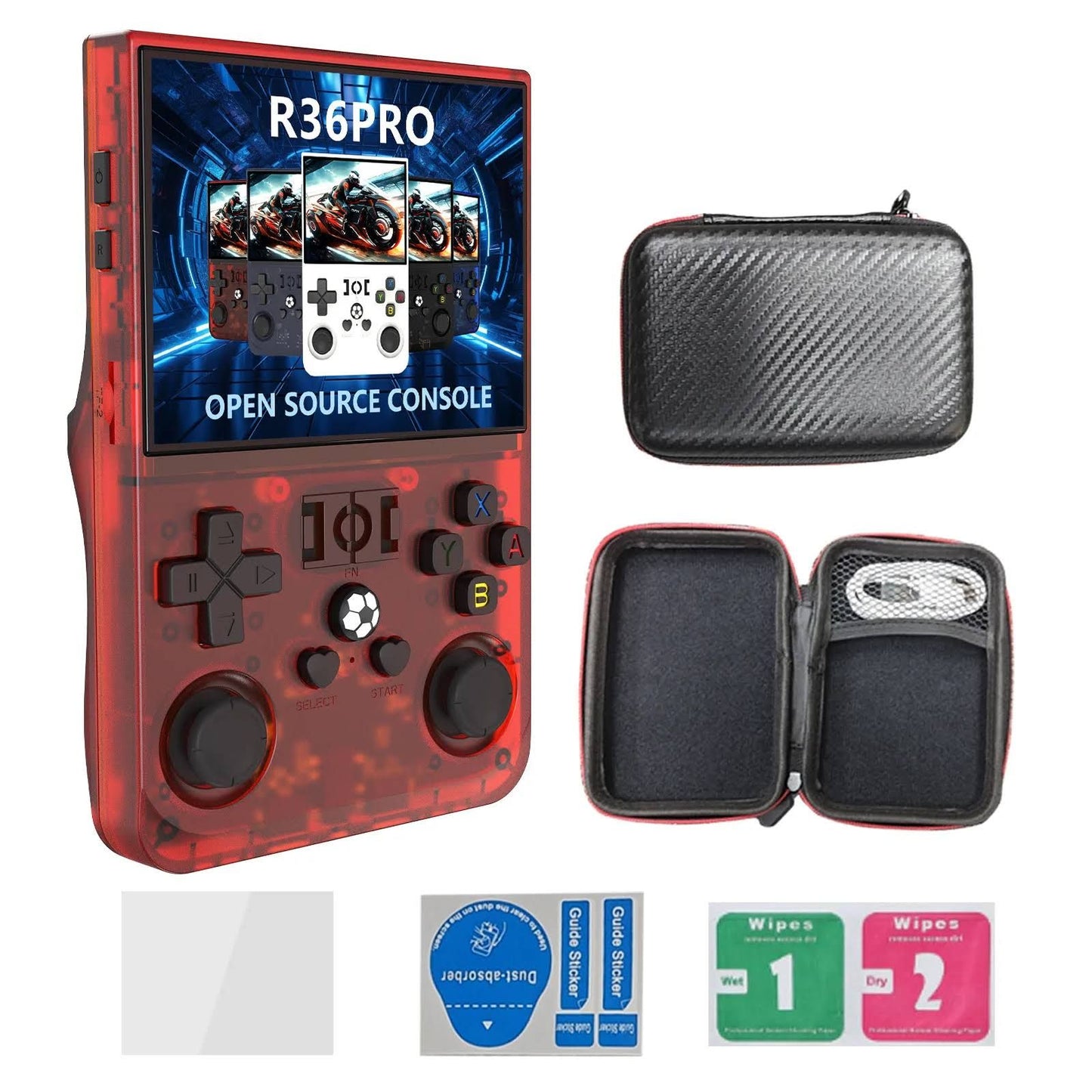 2025 R36S Pro Console de jeu rétro 128gb Console R36s R36 S R36h Rs36s K36 Konsole Console Jeux(Rouge/Noir)