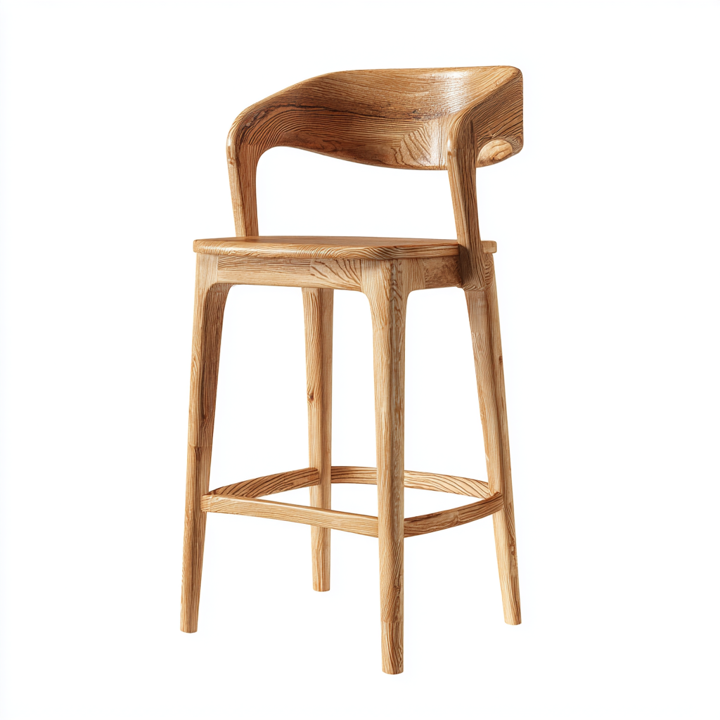 Tabouret de bar en bois clair avec dossier incurvé