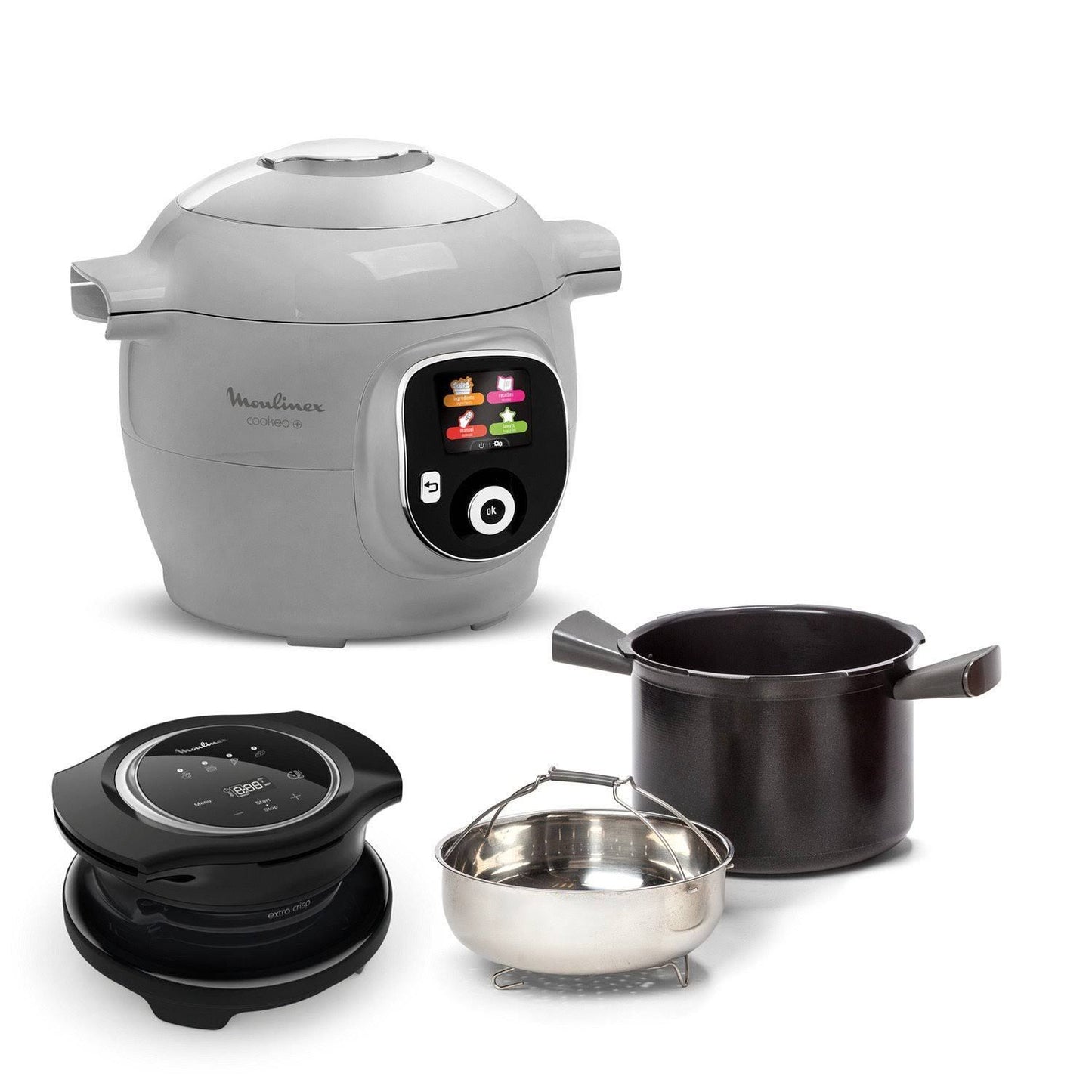 Moulinex Cookeo+ YY5355 Smart Hochdruck-Multicooker Extra Crisp inkl. 1600 W Grau(Gris/Noir/Argent)