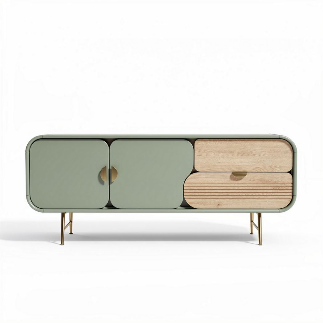 Meuble de télévision en bois et métal vert 120 x 40 x 50cm avec tiroirs