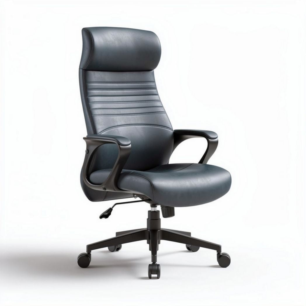 Chaise de bureau réglable en cuir noir avec accoudoirs 70 x 70 x 120cm