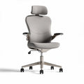 Chaise de bureau ergonomique en tissu gris clair avec accoudoirs et dossier réglable 60 x 60 x 110cm