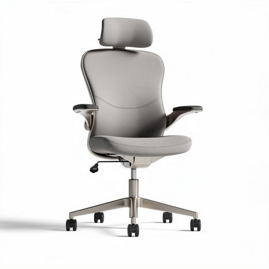 Chaise de bureau ergonomique en tissu gris clair avec accoudoirs et dossier réglable 60 x 60 x 110cm