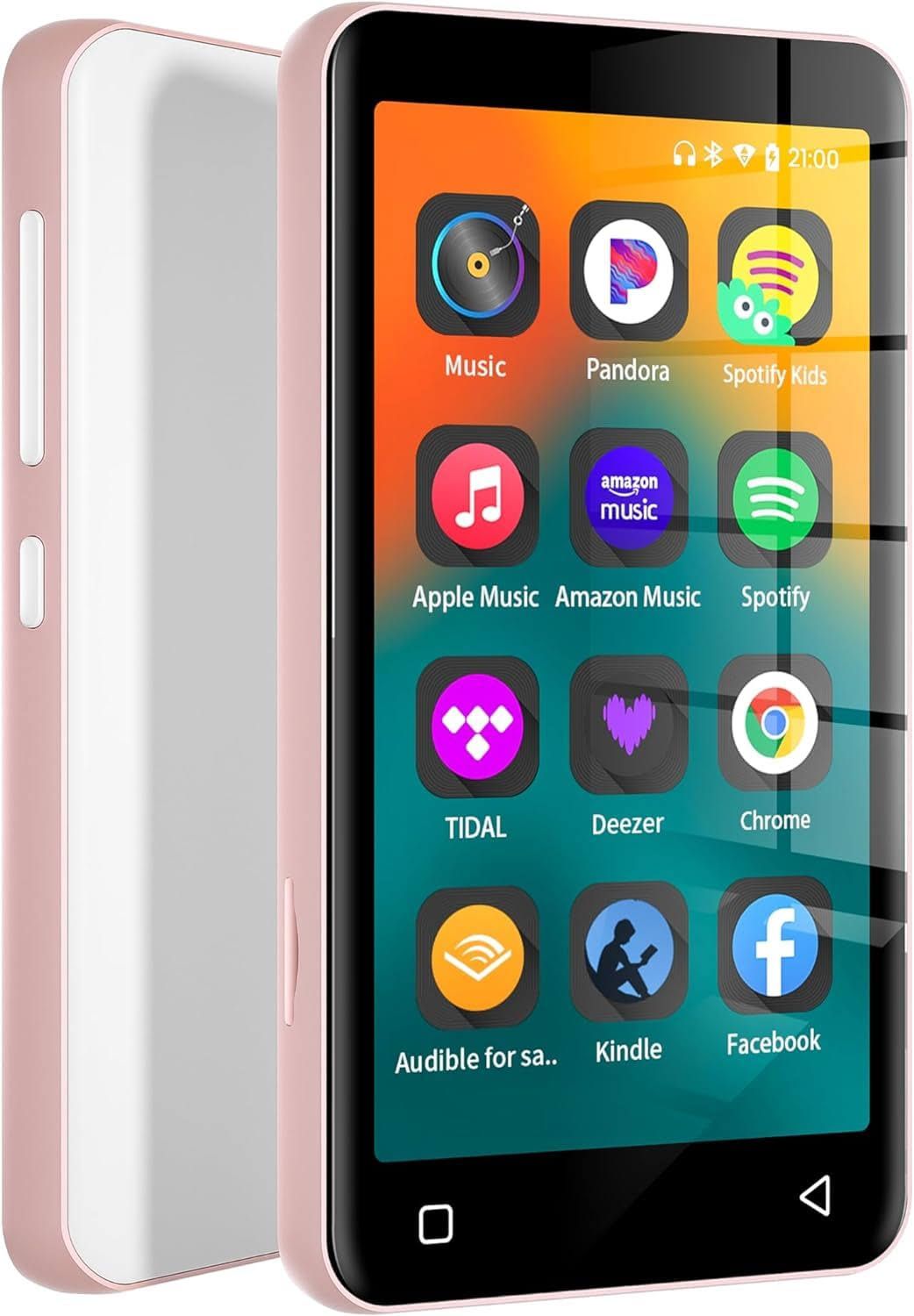 80Go Lecteur MP3 et MP4 Bluetooth avec WiFi, innioasis 4,0 Écran Tactile pour Enfant avec Spotify et Audible, pour Musique à Son Haute Fidélité avec(Rose/Blanc)