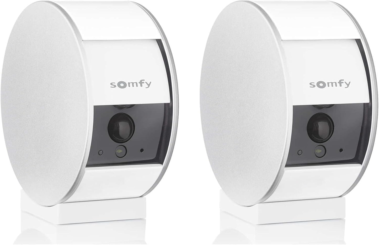 somfy 1870469 - Pack de 2 Indoor Camera, Caméras avec volet motorisé, Vision Nocturne, Détection de Mouvement, Grand Angle, Haut-Parleur, Microphone, Compatible : Alexa, Google Home et Tahoma(Blanc)