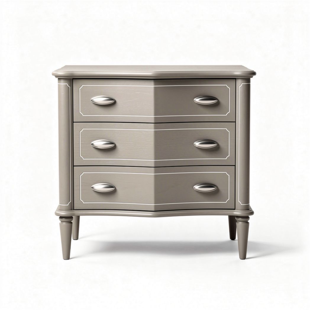 Commode en bois grise avec trois tiroirs dimensions 60 x 40 x 70cm