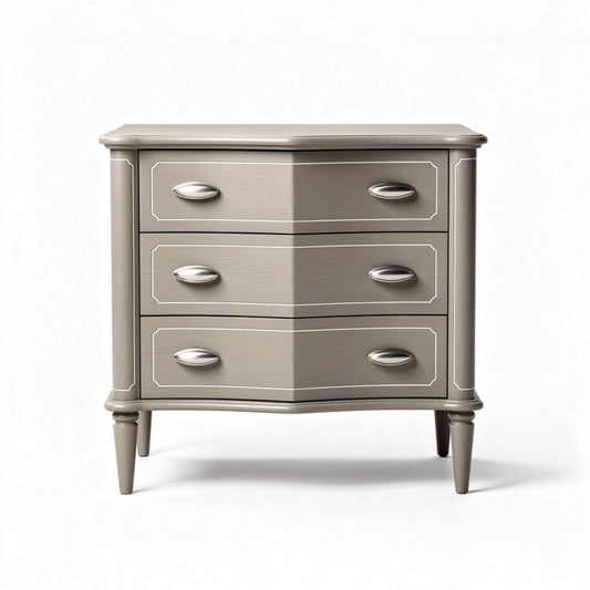 Commode en bois grise avec trois tiroirs dimensions 60 x 40 x 70cm