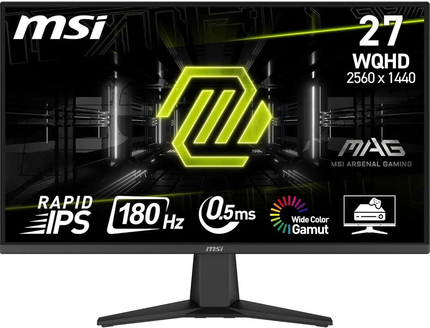 MSI MAG 275QF Écran Gaming 27 WQHD - Dalle Rapid IPS 2560 x 1440, 180 Hz / 0,5 ms (GtG, Min.), Gamme de Couleurs sRGB 101 pour cent, AMD FreeSync, HDR Ready - DisplayPort 1.4, HDMI 2.0b (WQHD 144Hz)(Noir)