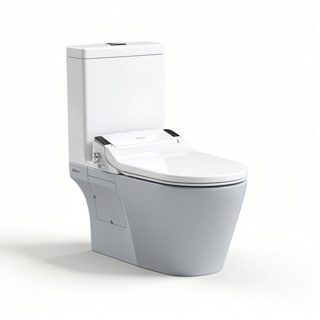 Toilette suspendue 70 x 40 x 40cm avec bidet intégré en céramique blanche