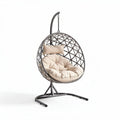 Chaise suspendue en métal et tissu beige avec coussin rembourré 120 x 100 x 200cm