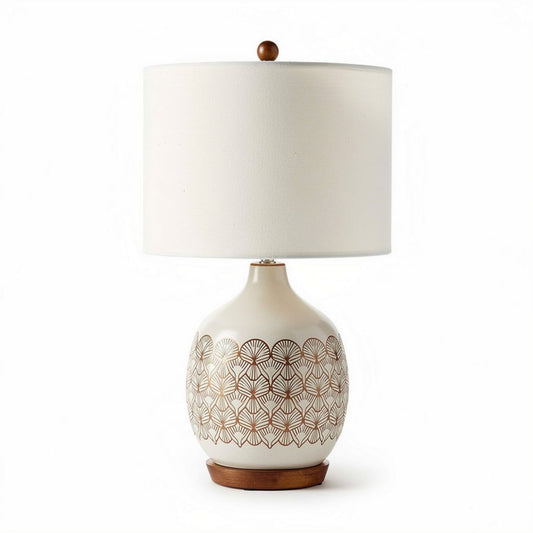 Lampe de table en céramique beige avec abat-jour blanc 30 x 30 x 58cm