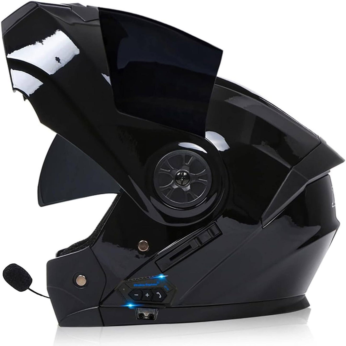 Adulte Bluetooth Modulable Casque Moto Homme Et Femme ECE Homologué Flip Up Casque Moto avec Double Visière pour Anti-Collision Casque Scooter(Noir)