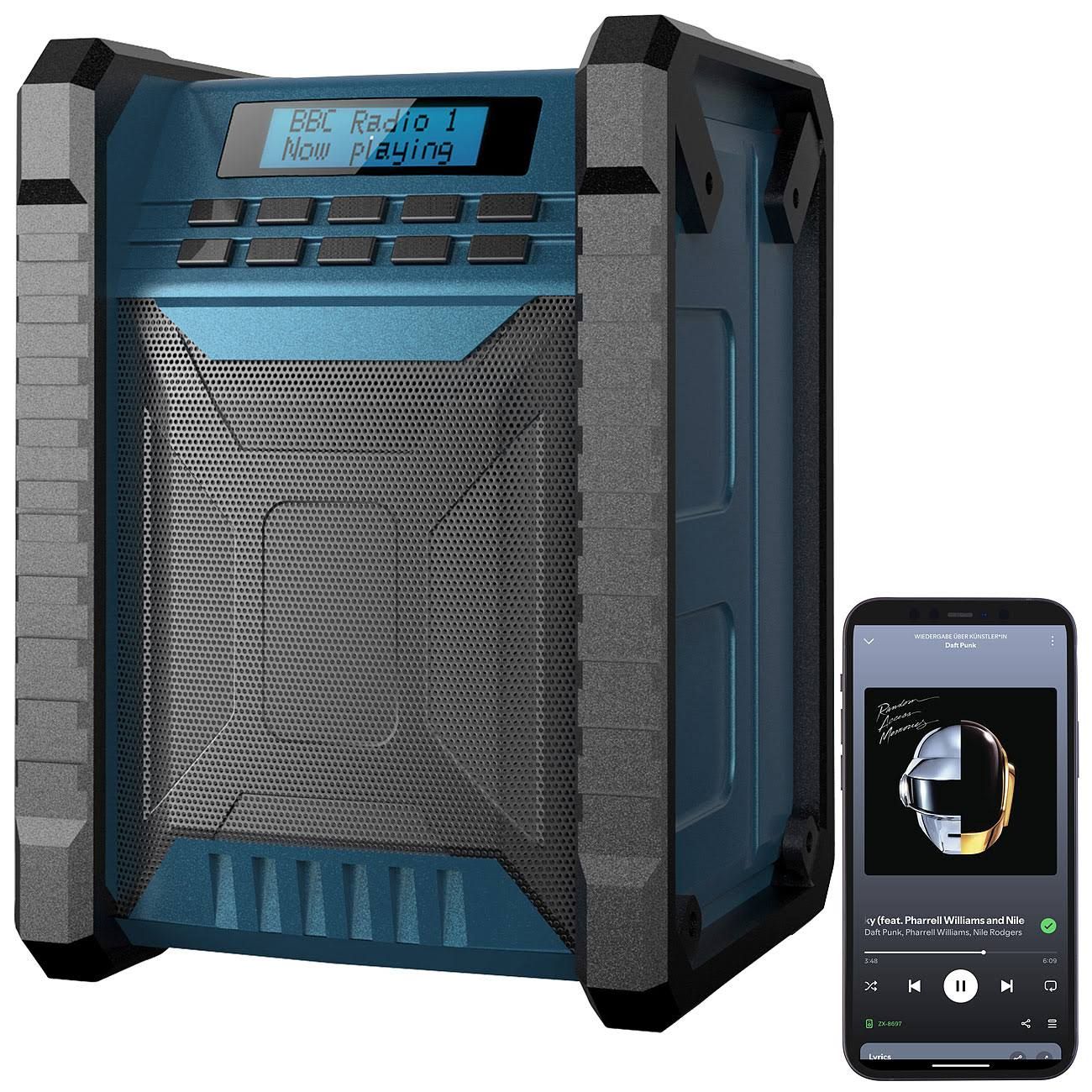 auvisio Radio de chantier rechargeable 40 W avec fonctions DAB+ / FM / bluetooth DOR-800(Bleu/Noir)