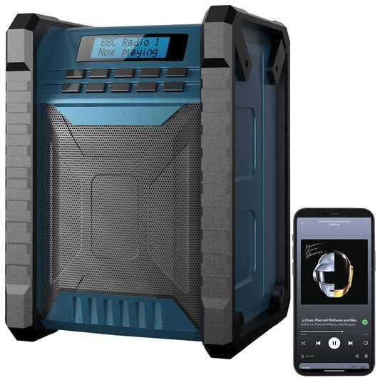 auvisio Radio de chantier rechargeable 40 W avec fonctions DAB+ / FM / bluetooth DOR-800(Bleu/Noir)