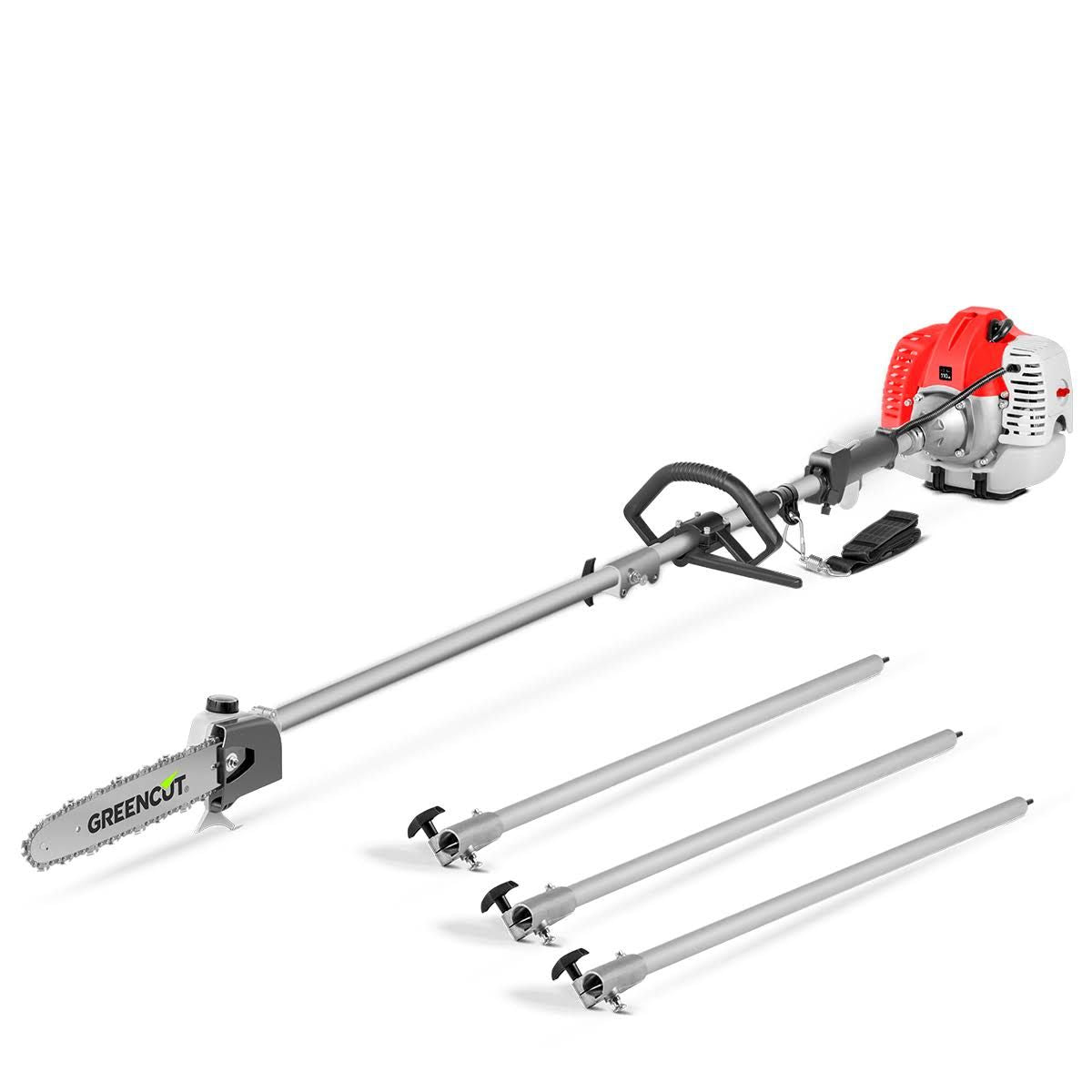 Perche élagueuse thermique 65 cc puissance 4,9 CV longueur maxi 5 mètres(Rouge/Gris)