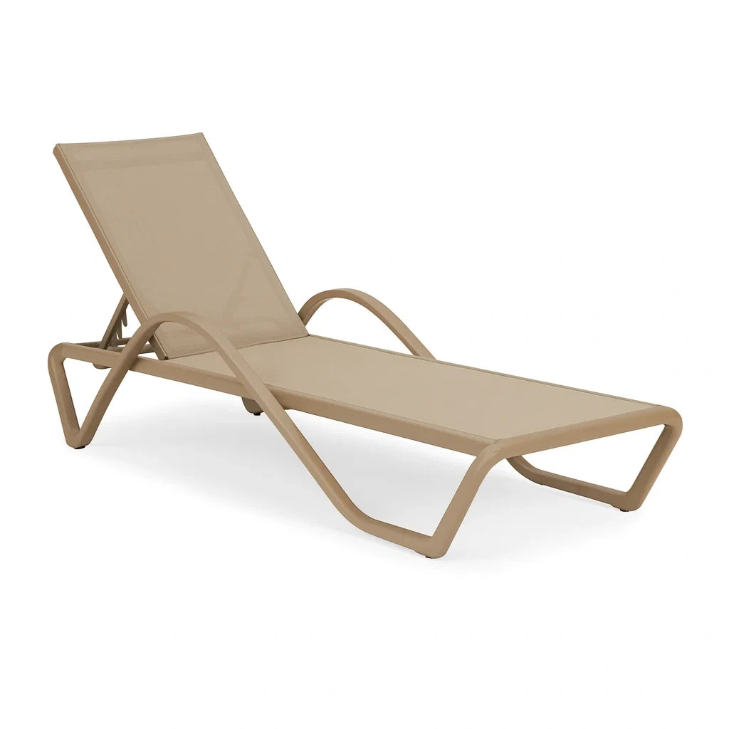 Chaise longue de jardin de jardin réglable aluminium et textilène beige(Beige)