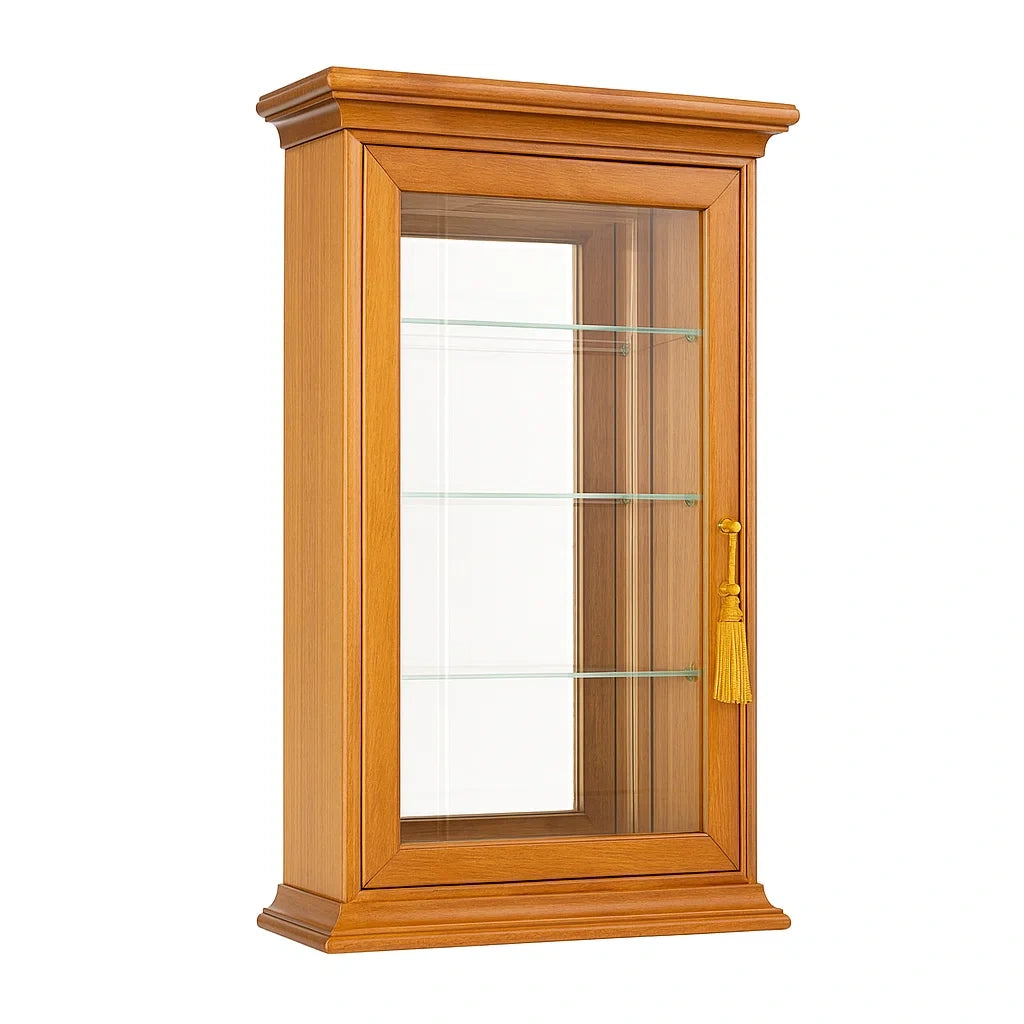 Vitrine murale bois verre trempé marron clair(Marron Clair)