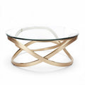 Table basse ronde en verre avec structure en métal doré 85 x 85 x 40cm