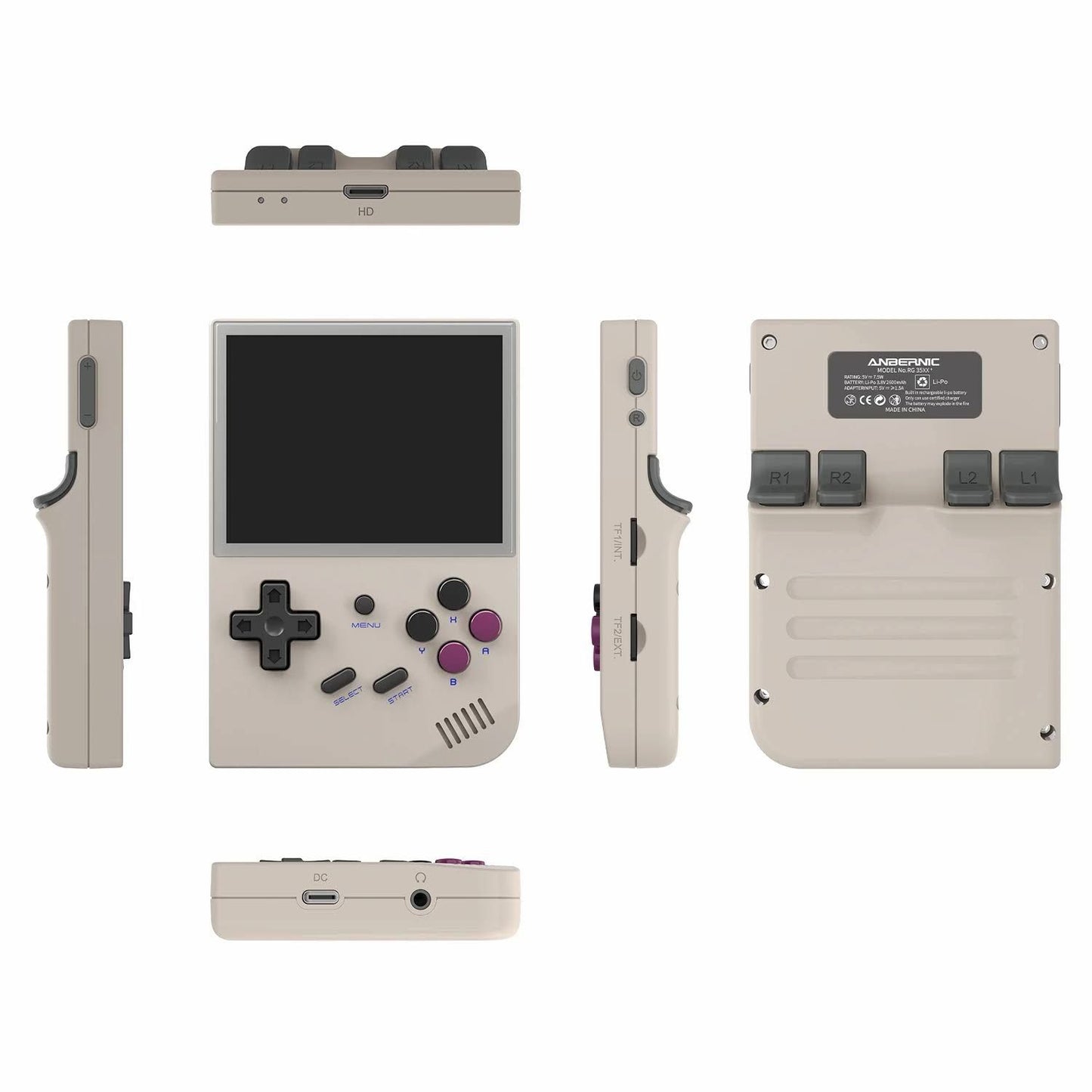 ANBERNIC RG35XX nouvelle Console de jeu vidéo portable IPS 3.5 pouces mise à jour avec système Linux(Beige/Noir/Violet)