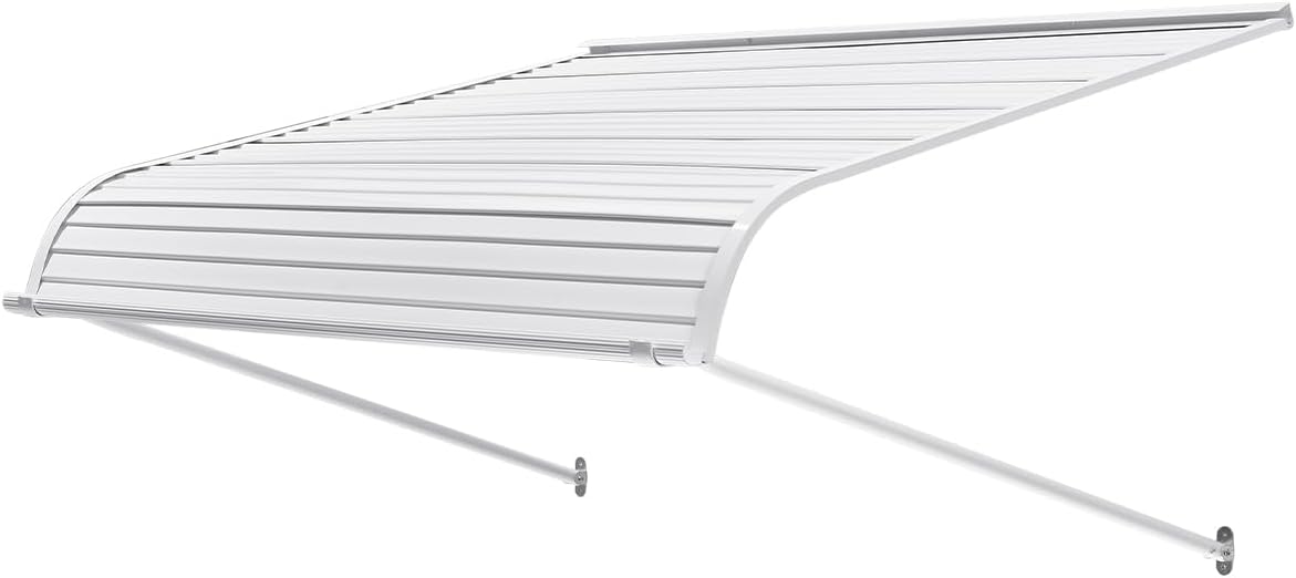 VEVOR Auvent de Porte d'Entrée 122x106,6 cm Marquise de Porte Extérieure Aluminium, Abri de Protection Contre Pluie, Neige, Soleil, Auvent Stable pour Portes d'Entrée, Fenêtres de Porches, de Balcons(Blanc)