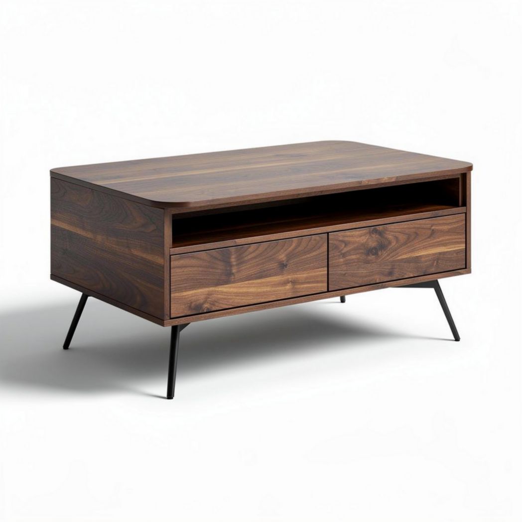Table basse en bois de noyer avec tiroirs dimensions 120 x 60 x 40cm