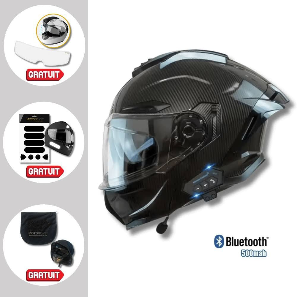 Casque moto Bluetooth intelligent avec protection auditive | Carbon Black(Noir Carbone)