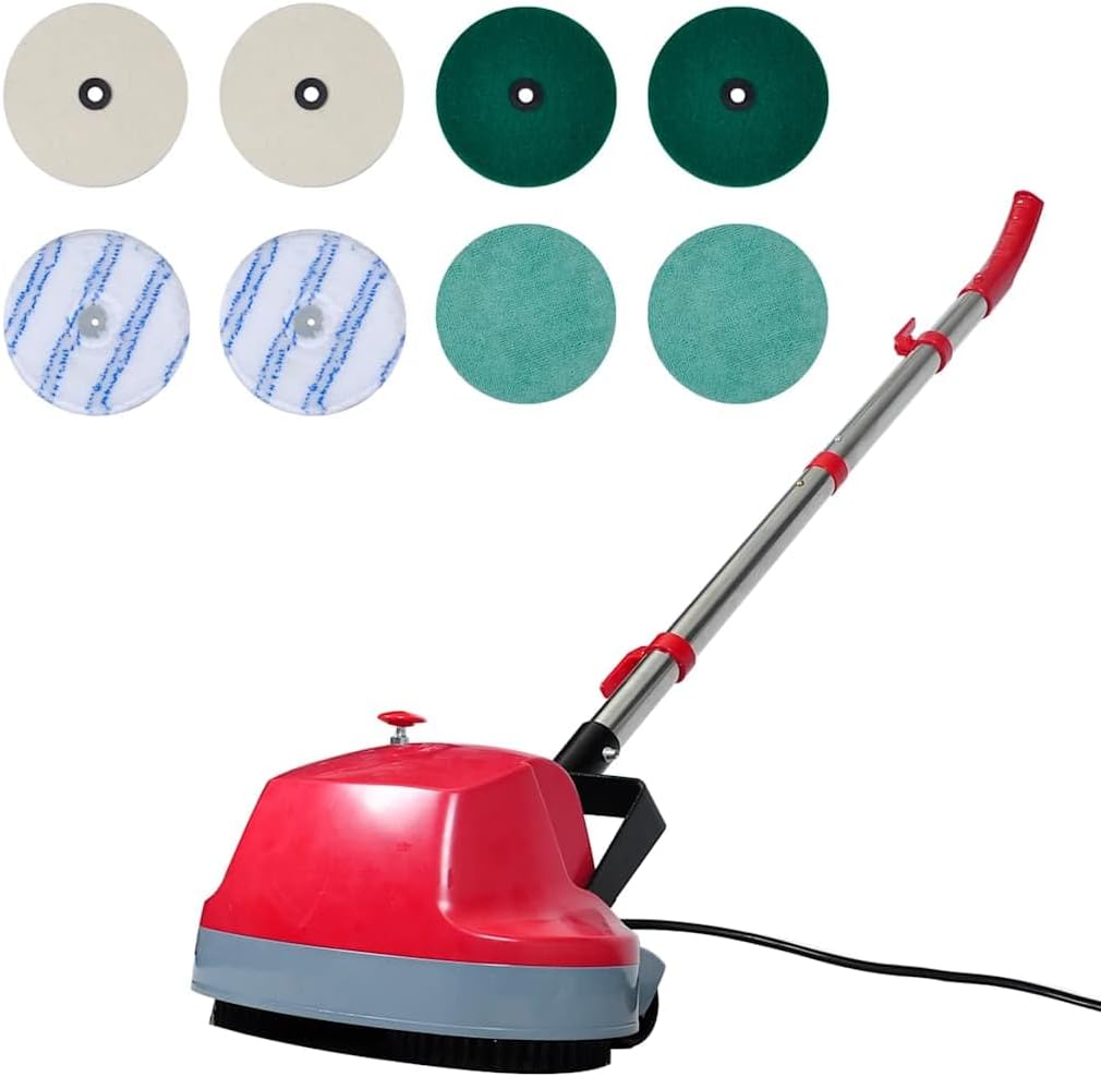 vidaXL Cireuse à Parquet 5 en 1 Brosseur Brosse Nettoyage Plancher Nettoyeur(Rouge/Gris)