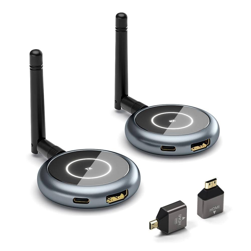 AIMIBO HDMI sans Fil 5.8G - Jusqu'à 4 récepteurs, Émetteur et récepteur TV sans Fil 1080P, Streaming Vidéo et Audio pour Box/PC/Ordinateur/Caméra vers(Noir/Argent)