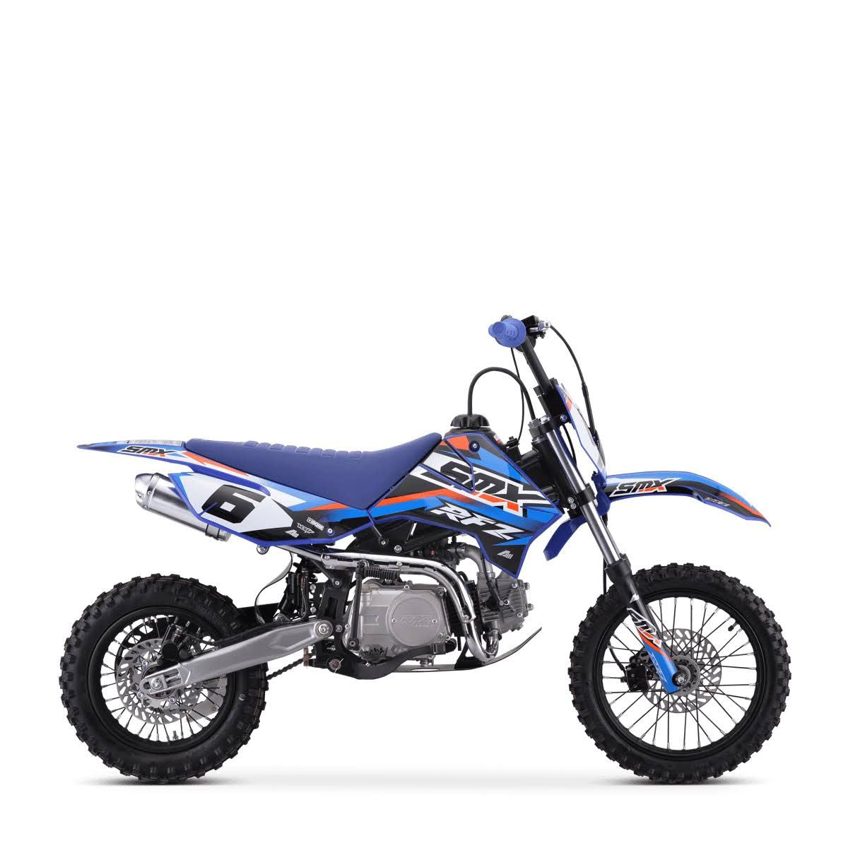 SMALLMX Dirt bike smx rfz rookie 125cc semi-auto(Bleu/Orange/Noir)