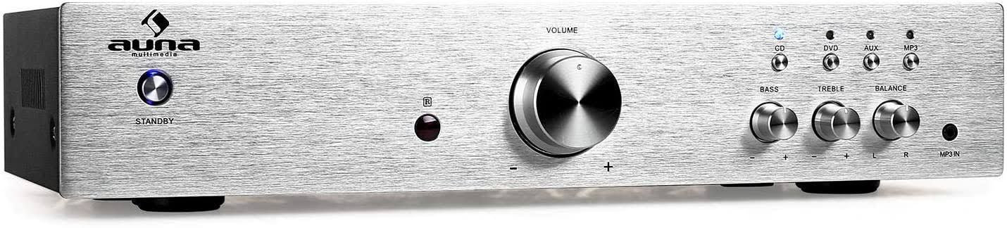 Auna AV2-CD508 Ampli HiFi Stereo AUX Acier 600W max(Argent/Noir)
