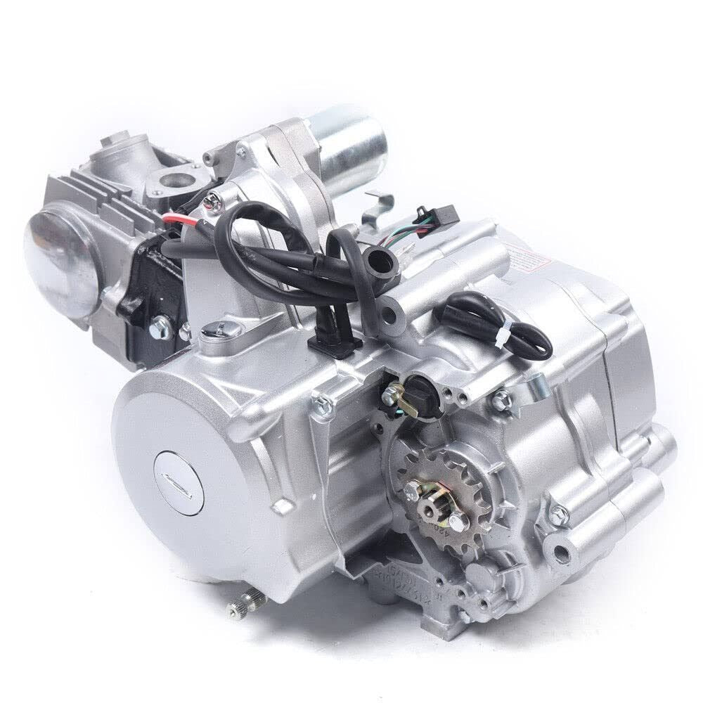 Kit moteur 4 temps 125 cm3, refroidi par air, moteur de démarrage électrique semi-automatique 3 + 1 marche arrière pour ATV Quad Go Kart Pit Bike(Argent)